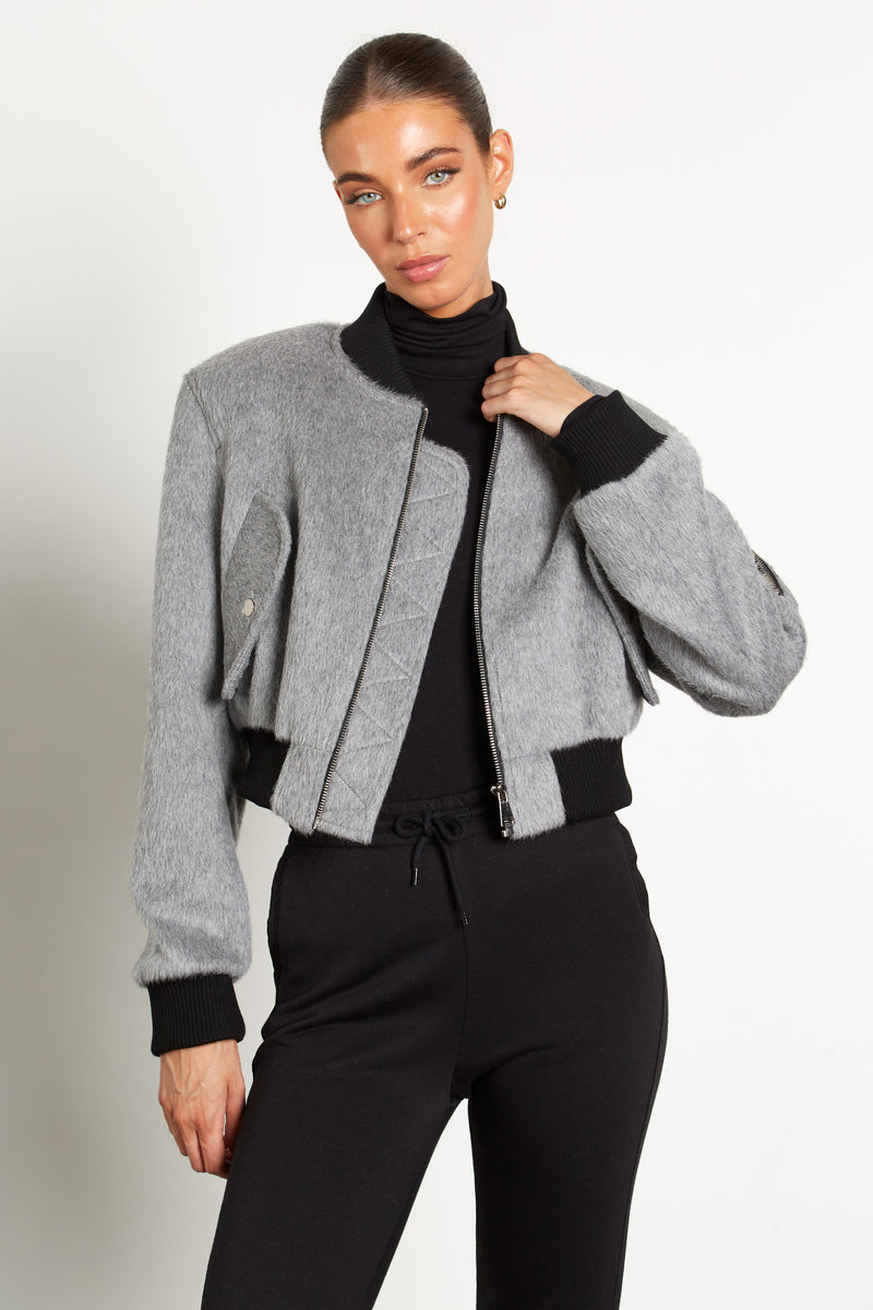 Serena Cropped Alpaca Bomber