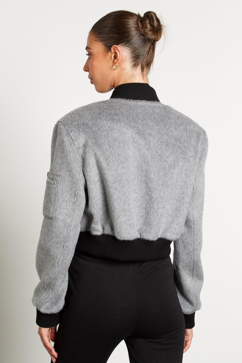 Serena Cropped Alpaca Bomber