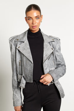 LEATHER BIKER GREY