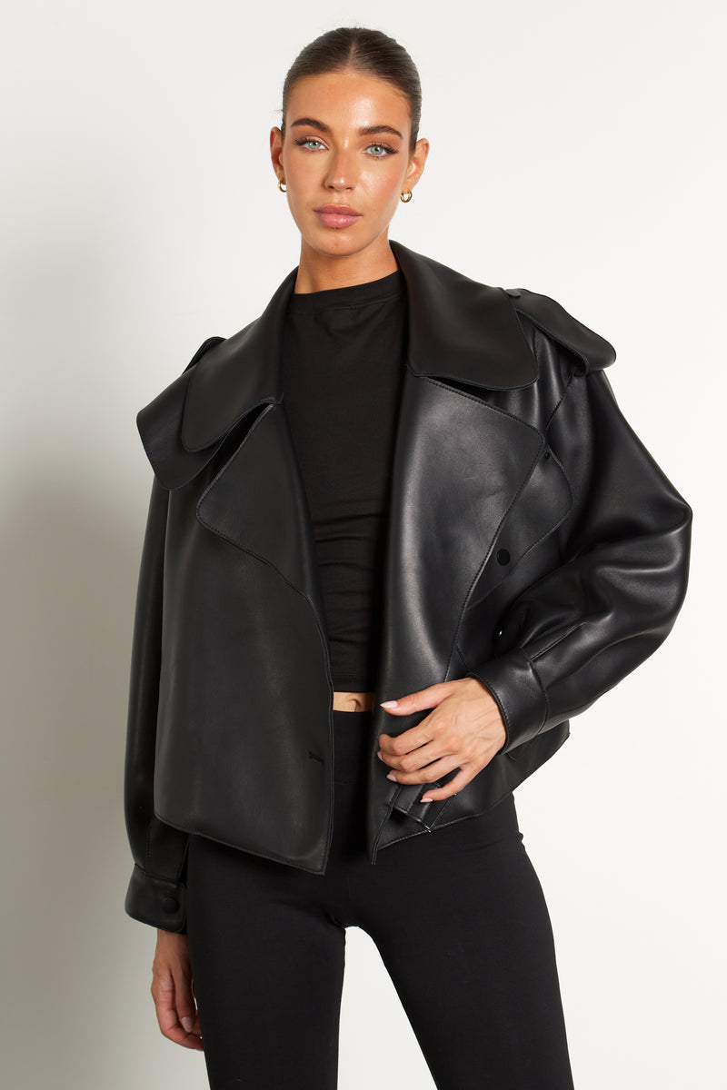 Kara Oversized Leather Jacket