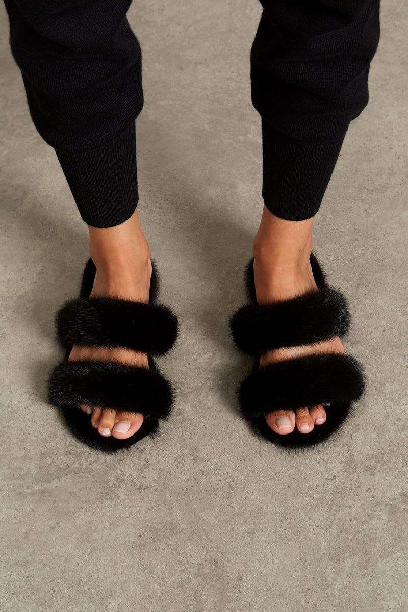 Mink Fur Slides