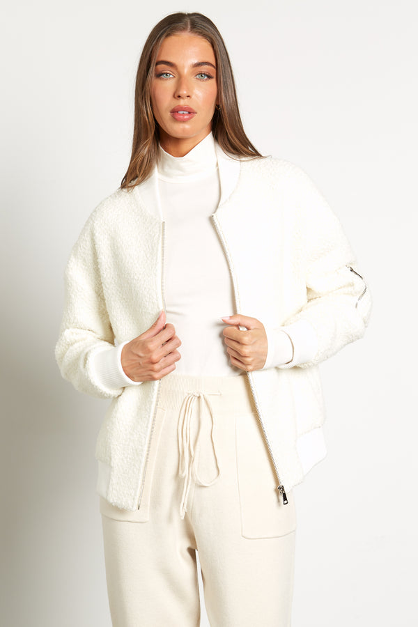 Lucia Boucle Wool Bomber