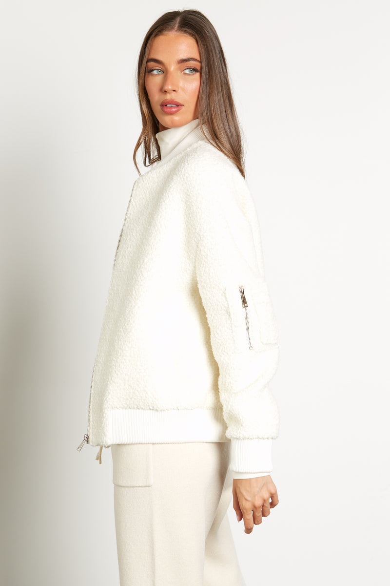 Lucia Boucle Wool Bomber