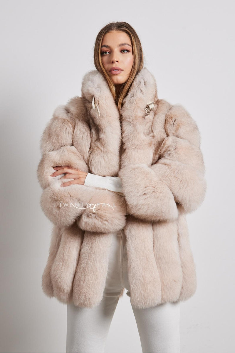 Portia Fox Fur Coat with Collar