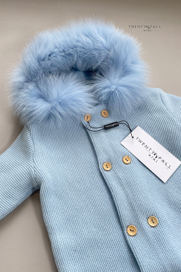 Knitted Pramsuit with Fox Fur Trim