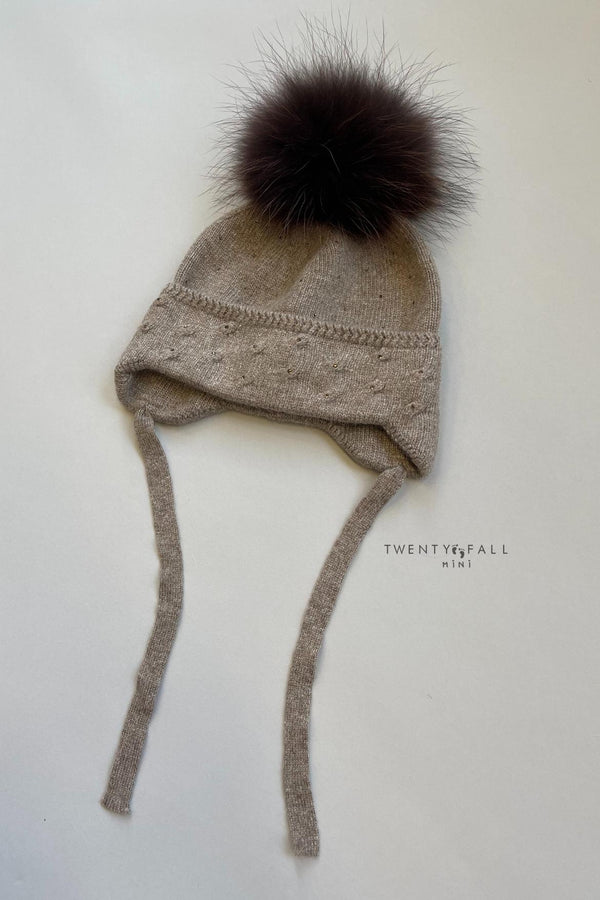 Diamante Raccoon Fur Pom Pom Hat
