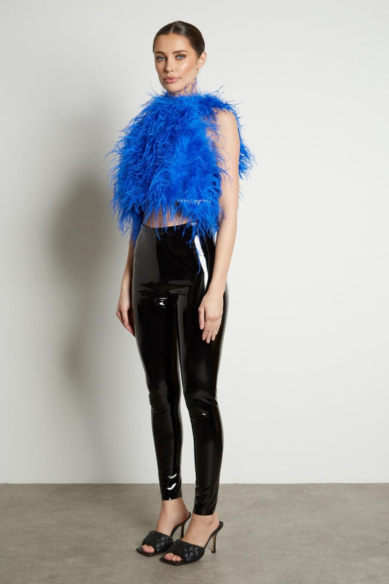 High Neck Feather Top