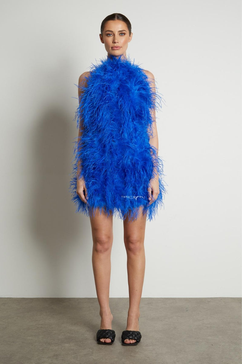 Halter Neck Feather Dress