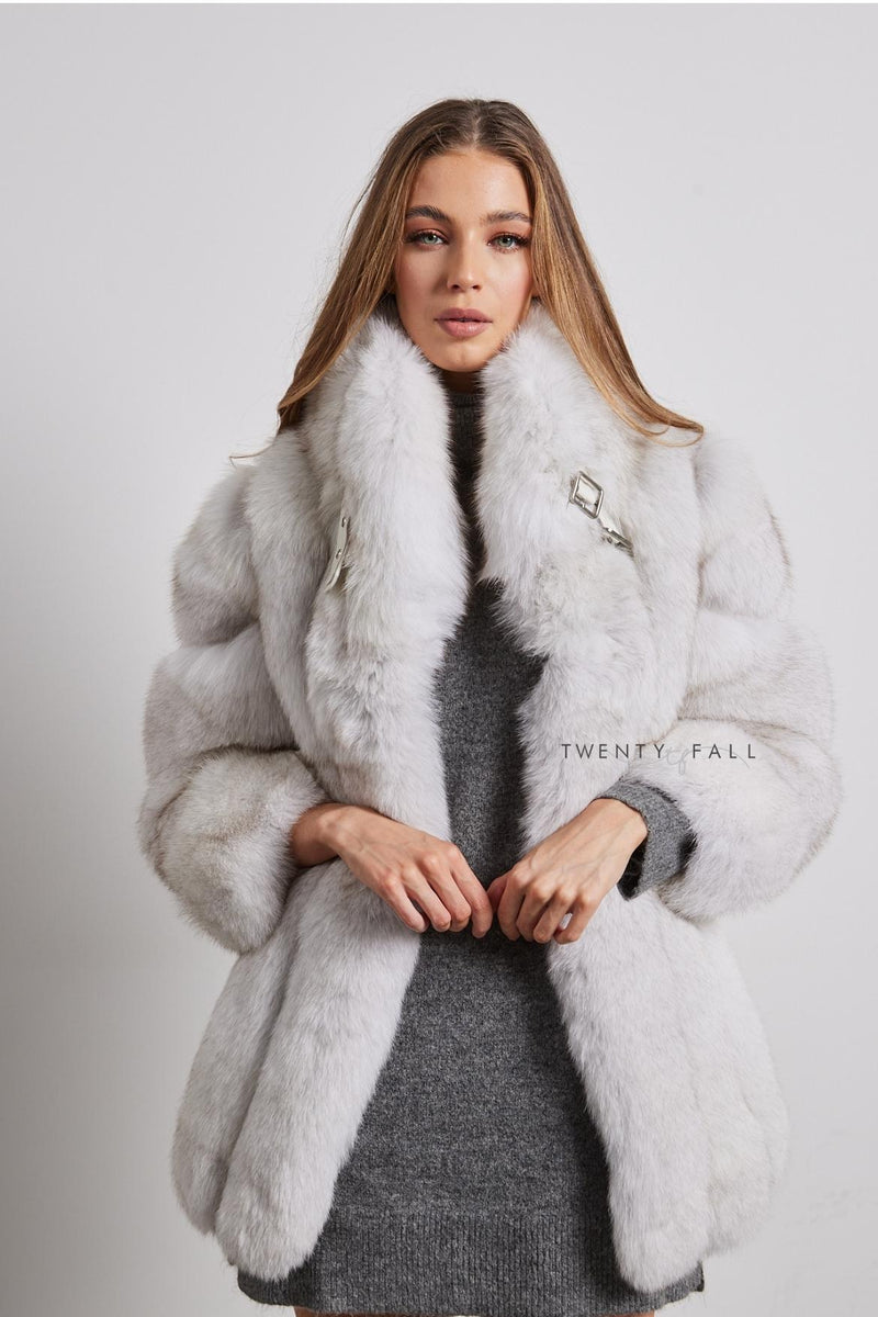 Portia Fox Fur Coat with Collar