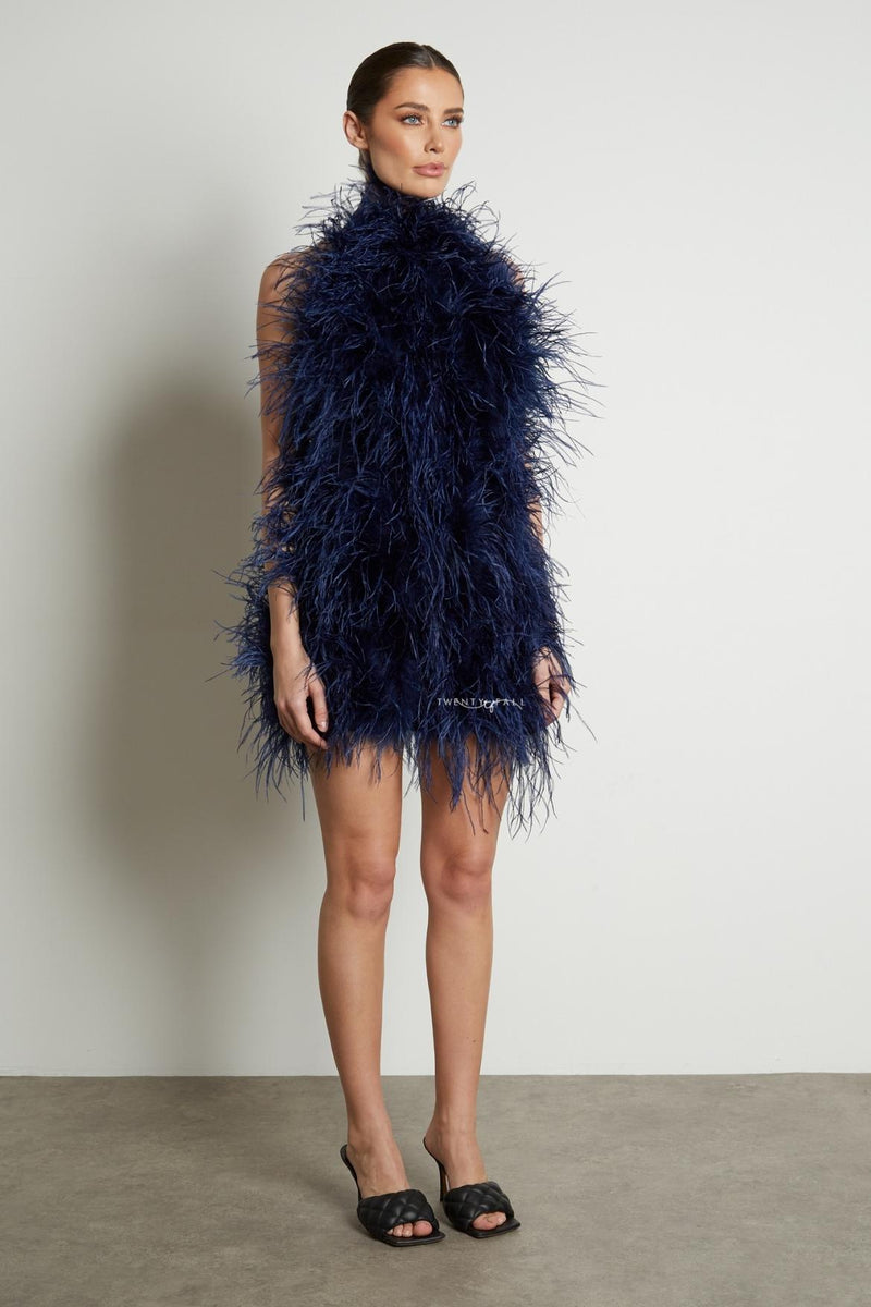 Halter Neck Feather Dress