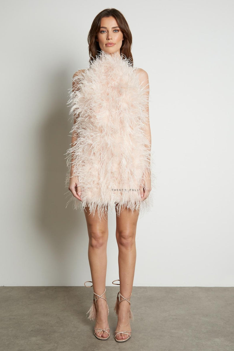 Halter Neck Feather Dress