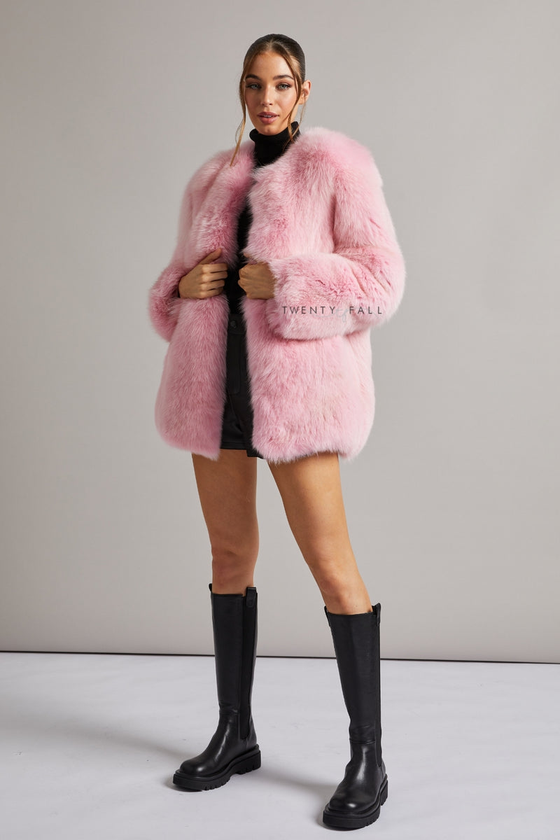 Pink Full Pelt Fox Fur Coat
