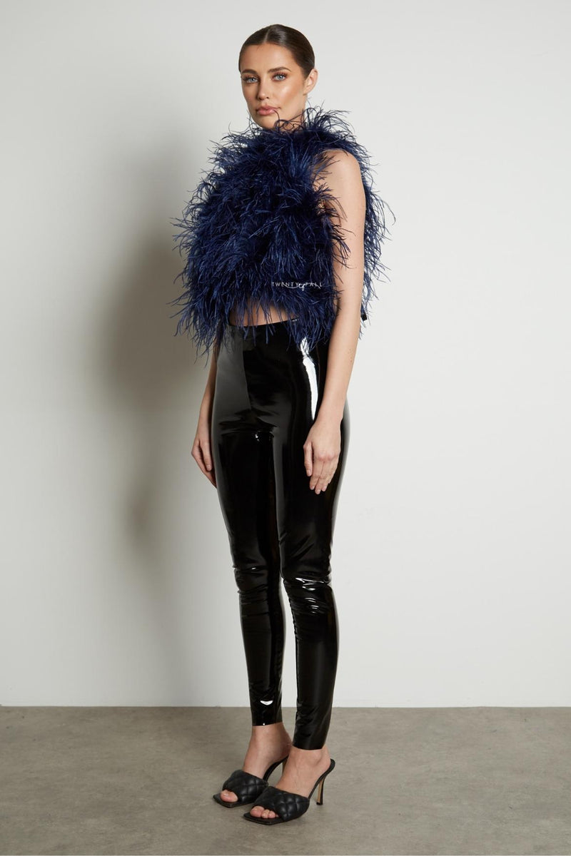 High Neck Feather Top