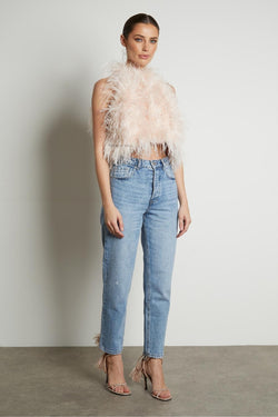 High Neck Feather Top