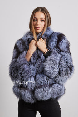 Silver Fox Fur 5 Ring Coat with Collar