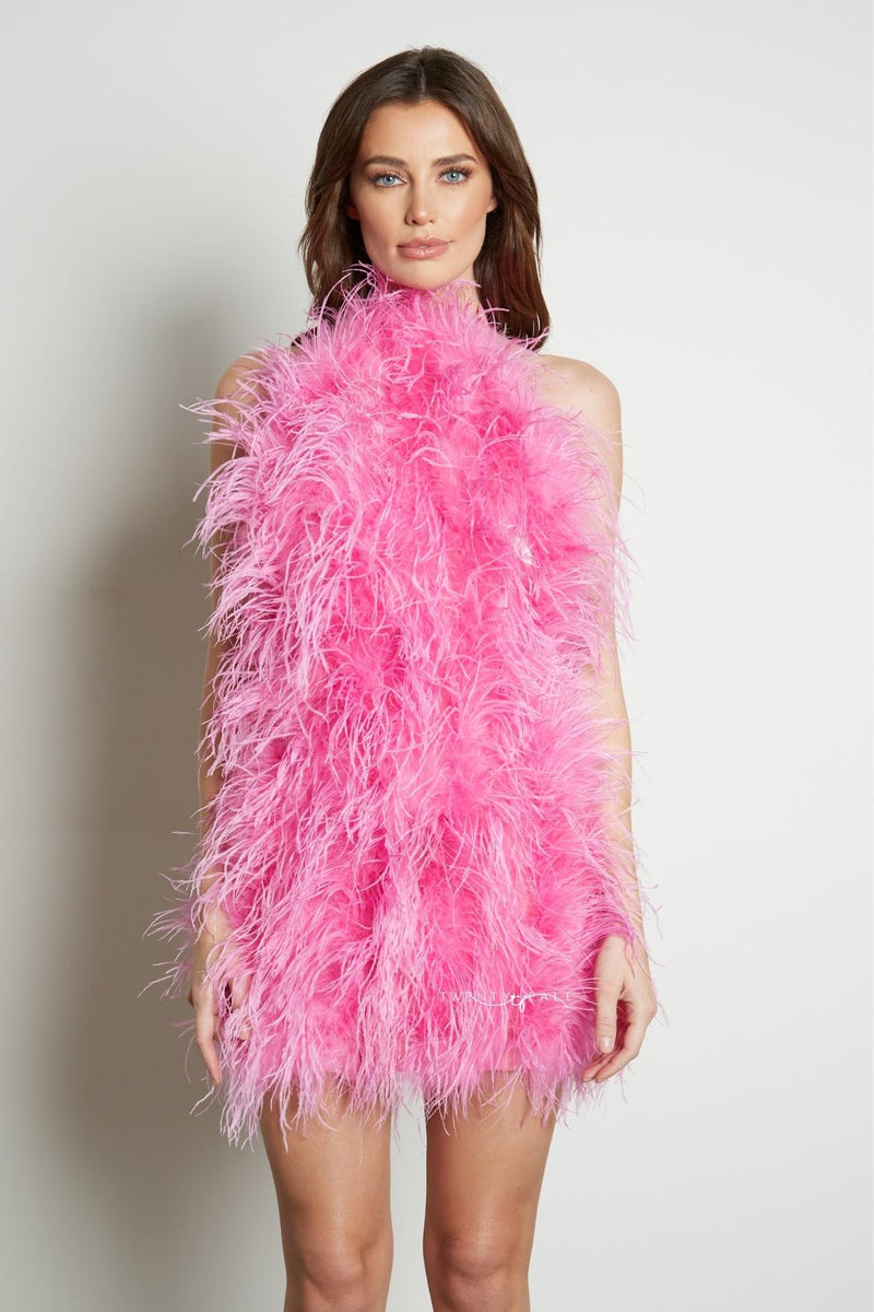 Halter Neck Feather Dress