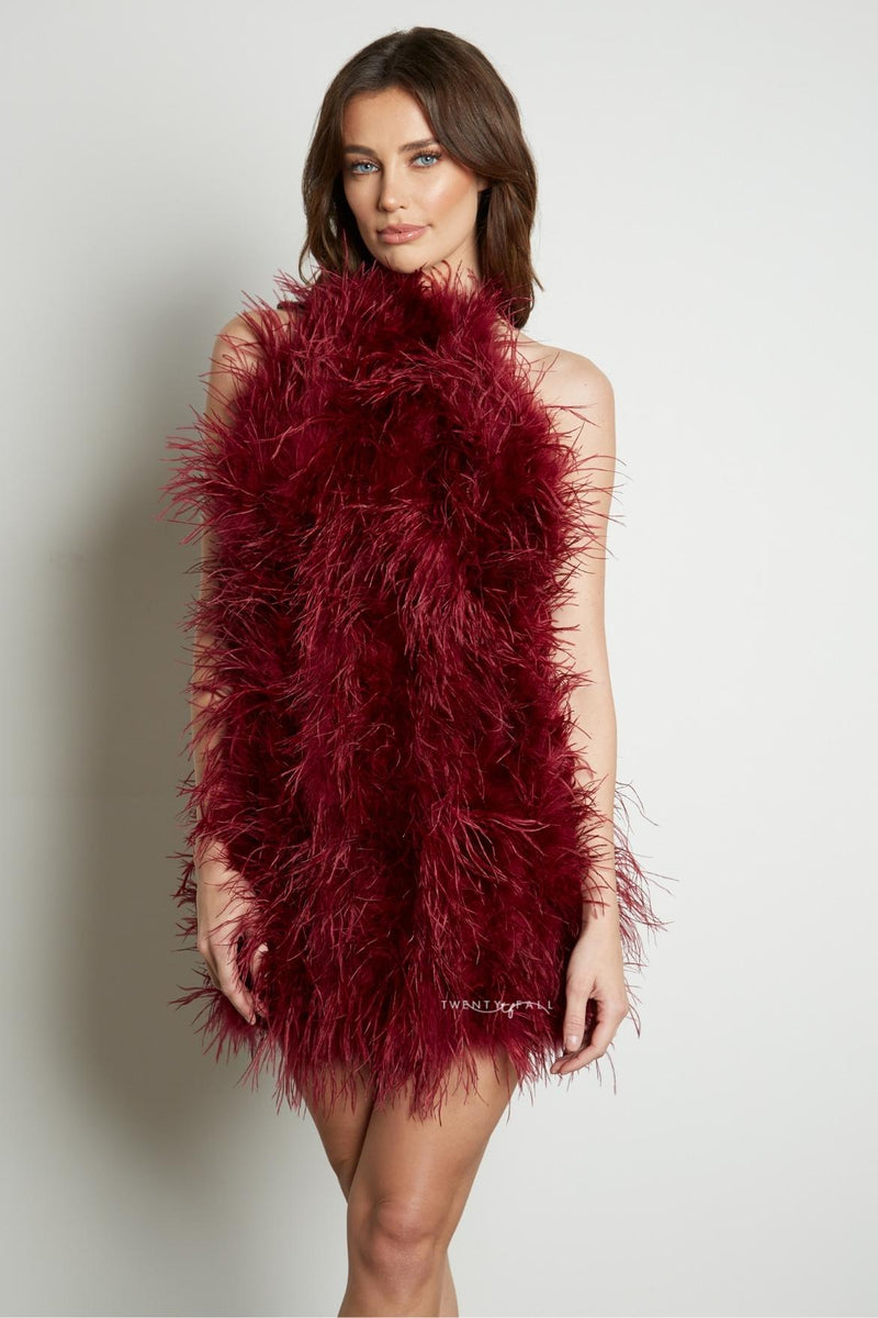 Halter Neck Feather Dress