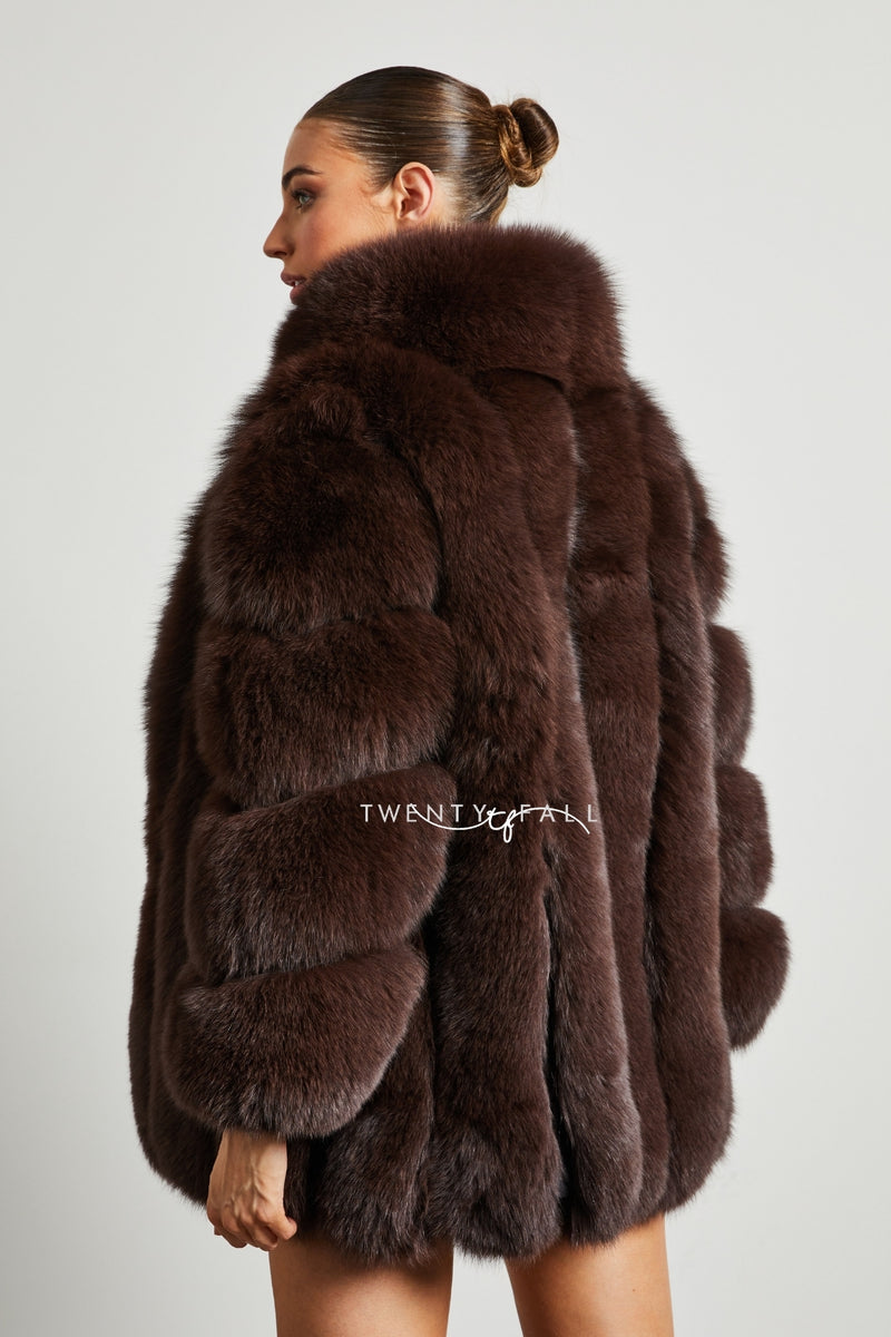 Portia Fox Fur Coat with Collar