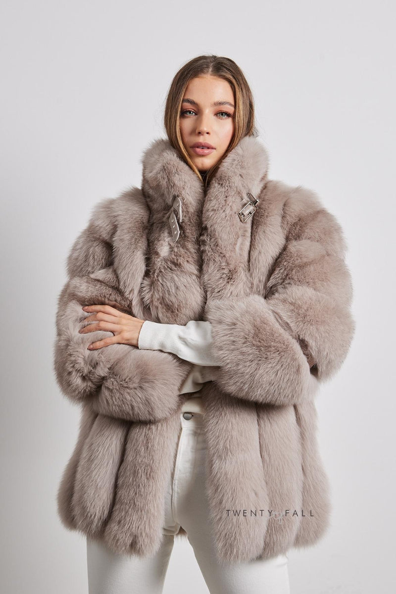 Portia Fox Fur Coat with Collar