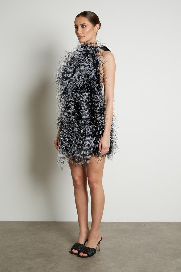 Halter Neck Feather Dress