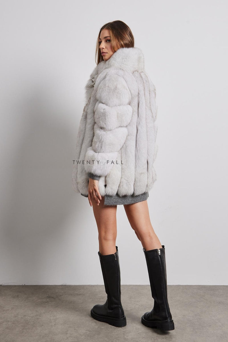 Portia Fox Fur Coat with Collar