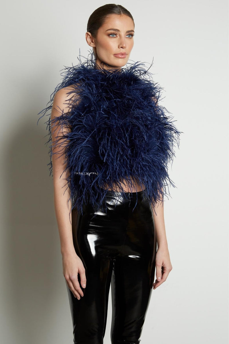 High Neck Feather Top