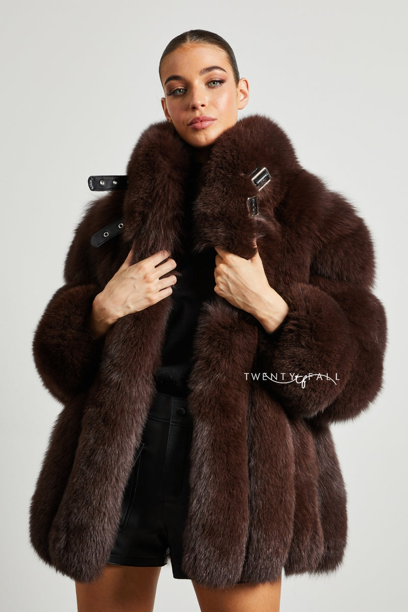 Portia Fox Fur Coat with Collar