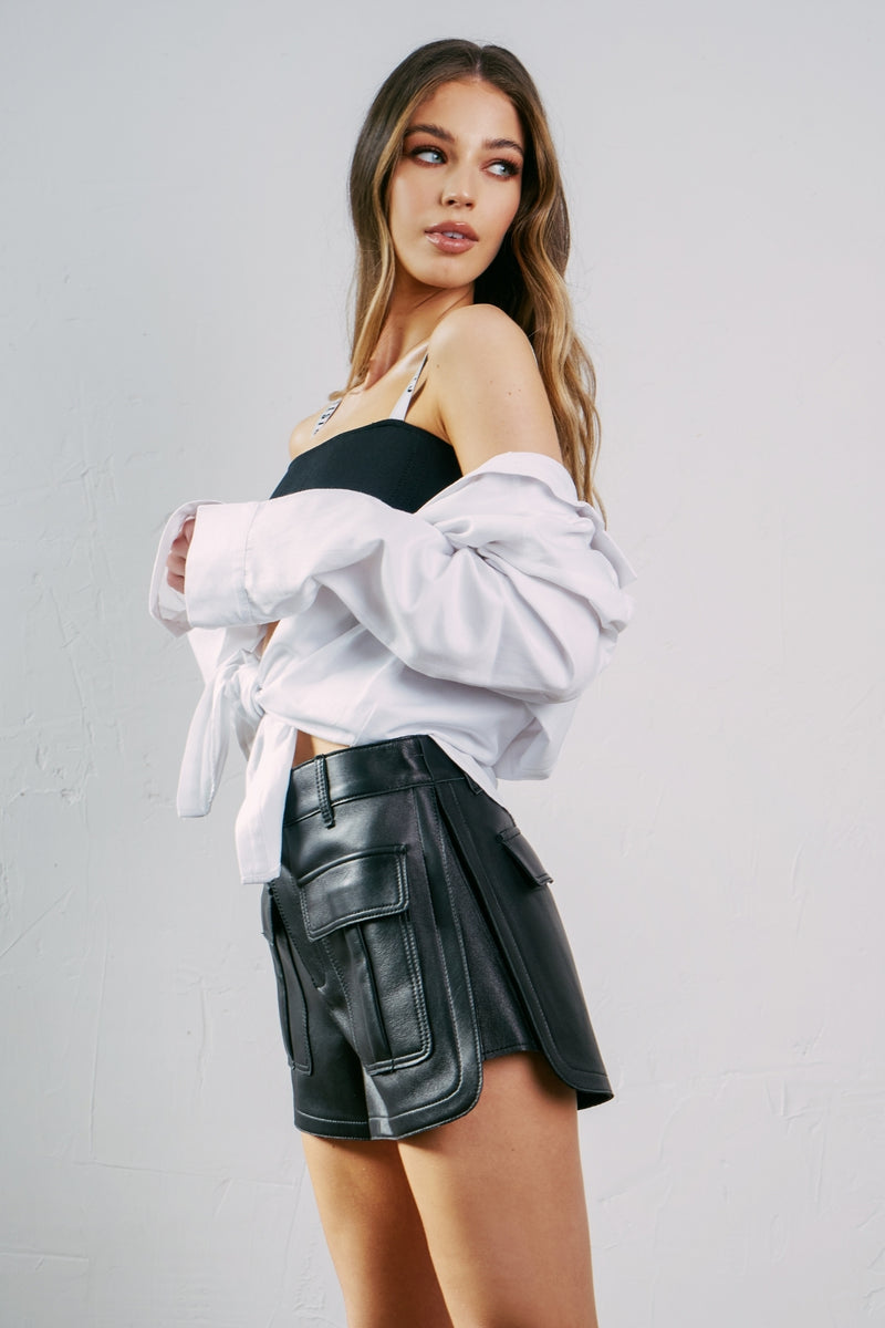 Tibi Leather Shorts