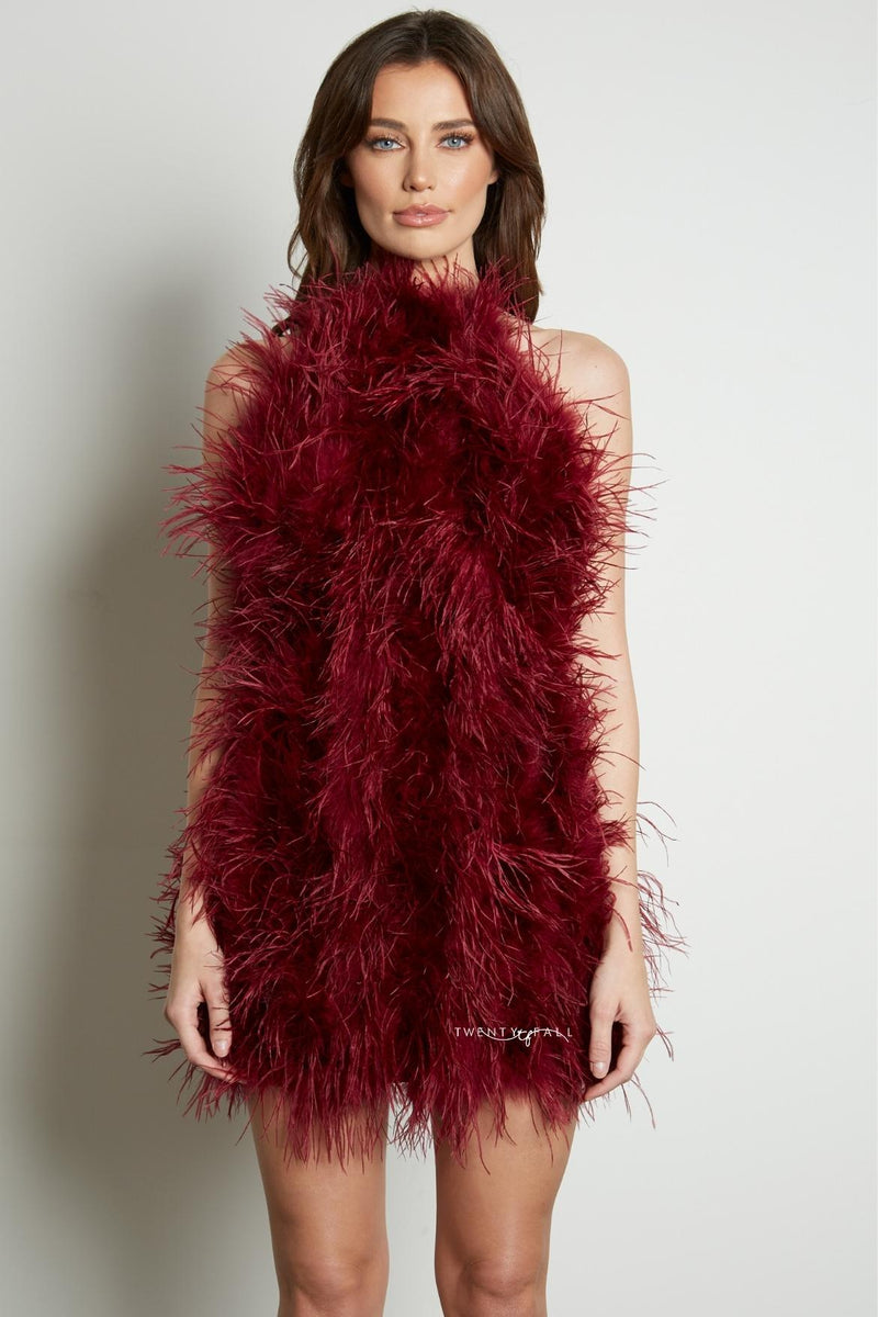 Halter Neck Feather Dress