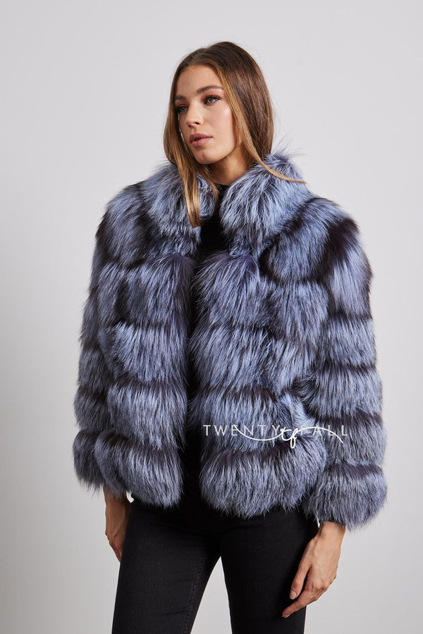 Silver Fox Fur 5 Ring Coat with Collar