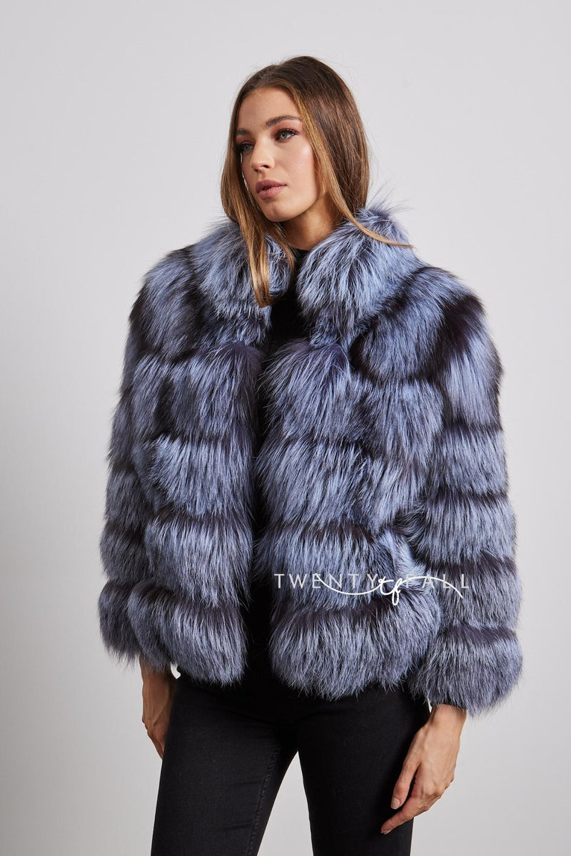 Silver Fox Fur 5 Ring Coat with Collar