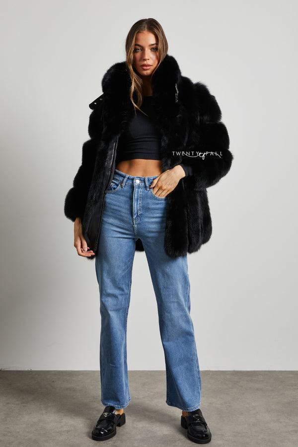Portia Fox Fur Coat with Collar