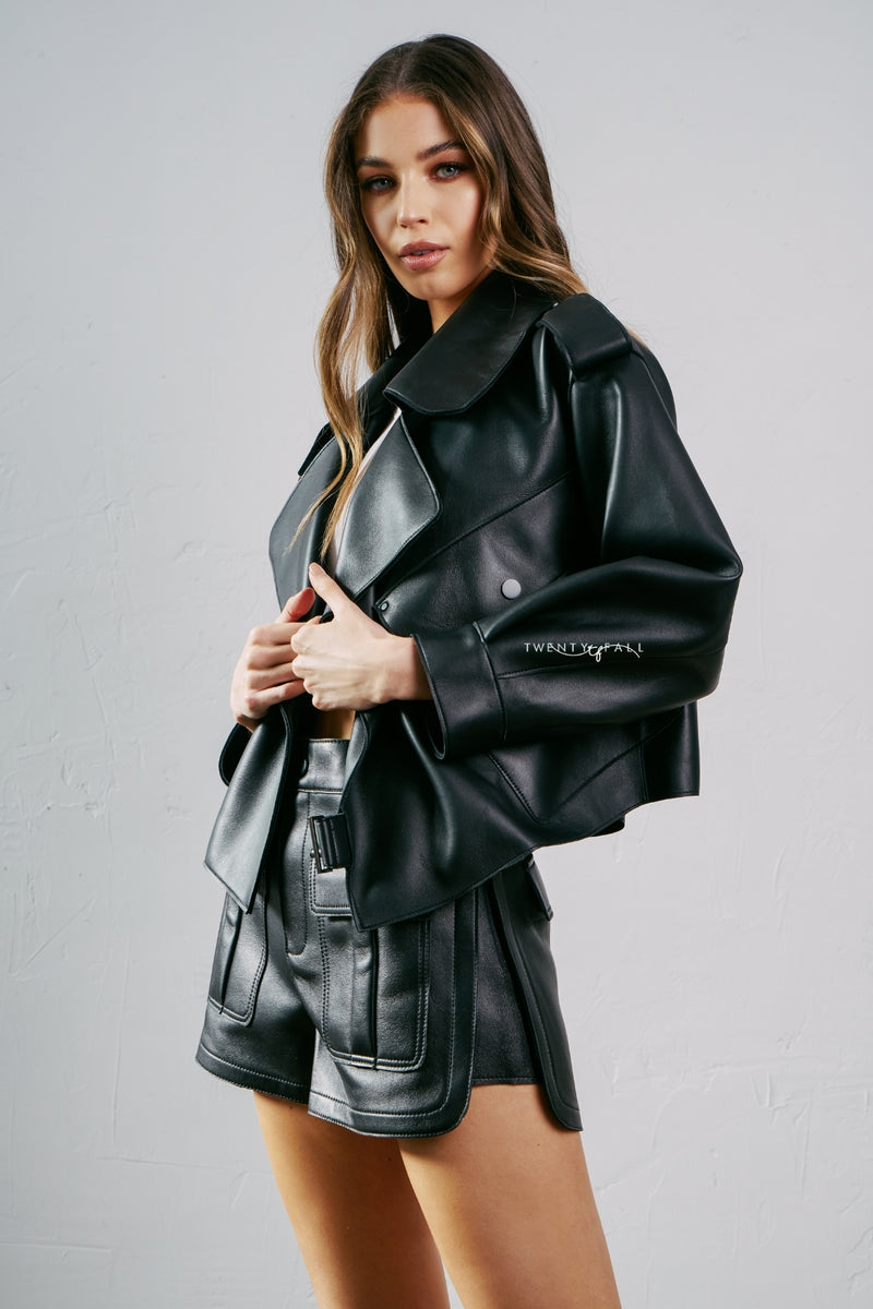 Kara Oversized Leather Jacket