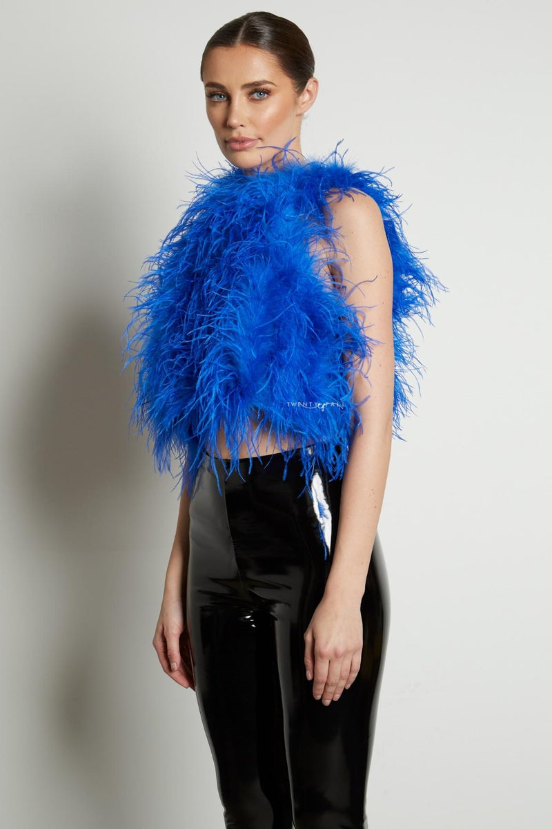 High Neck Feather Top