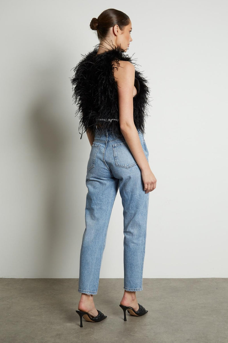 High Neck Feather Top
