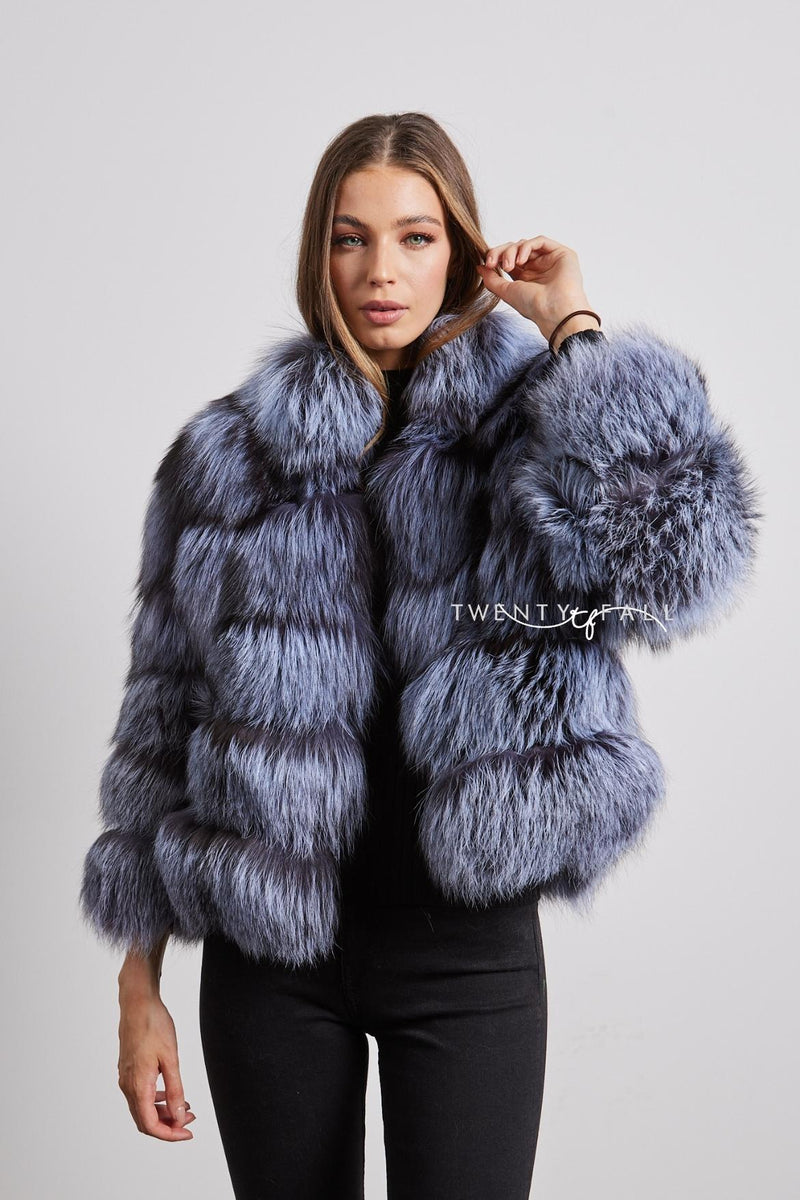 Silver Fox Fur 5 Ring Coat with Collar