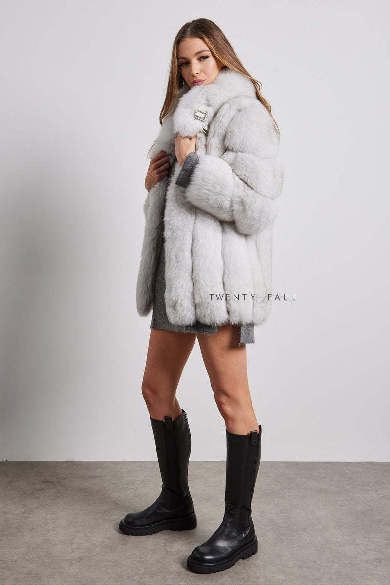 Portia Fox Fur Coat with Collar