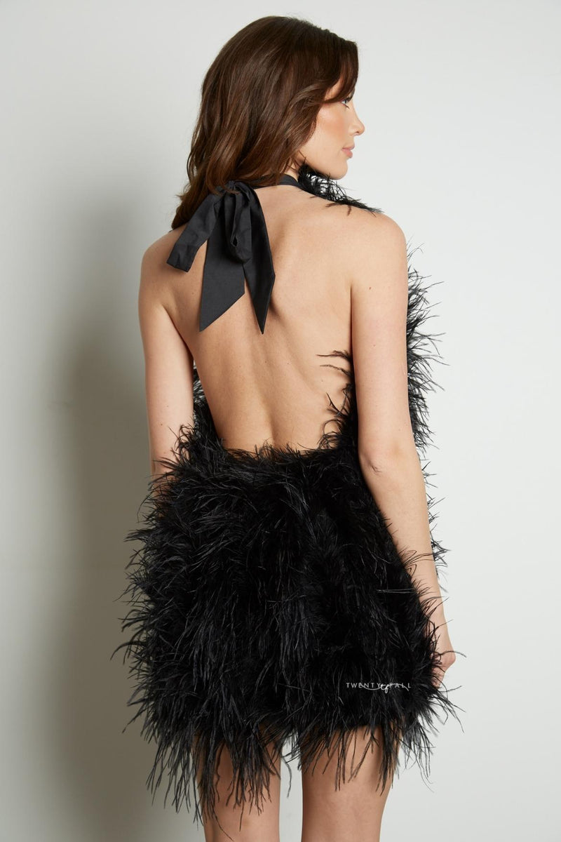 Halter Neck Feather Dress