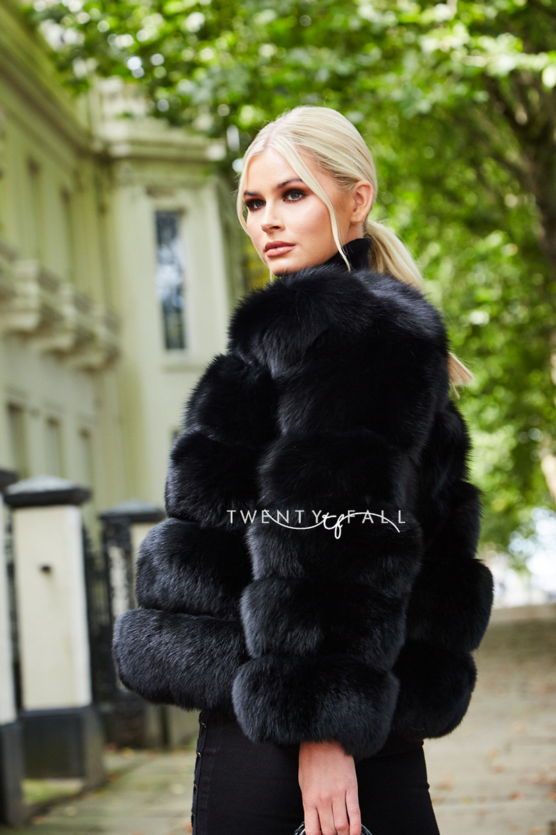 Black fox fur best sale collar coat