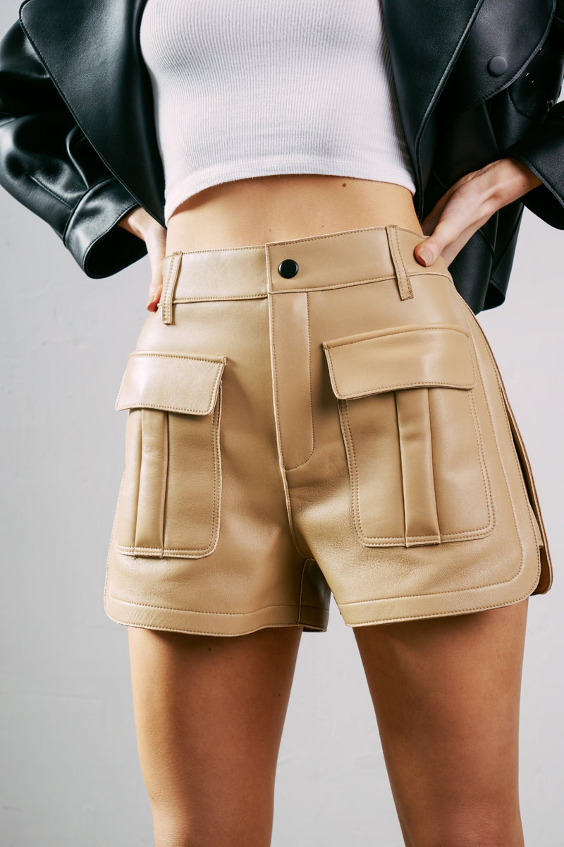 Tibi Leather Shorts