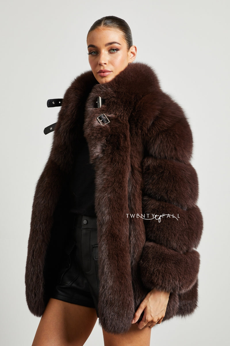 Portia Fox Fur Coat with Collar