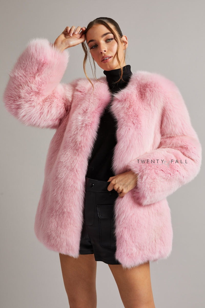 Pink Full Pelt Fox Fur Coat