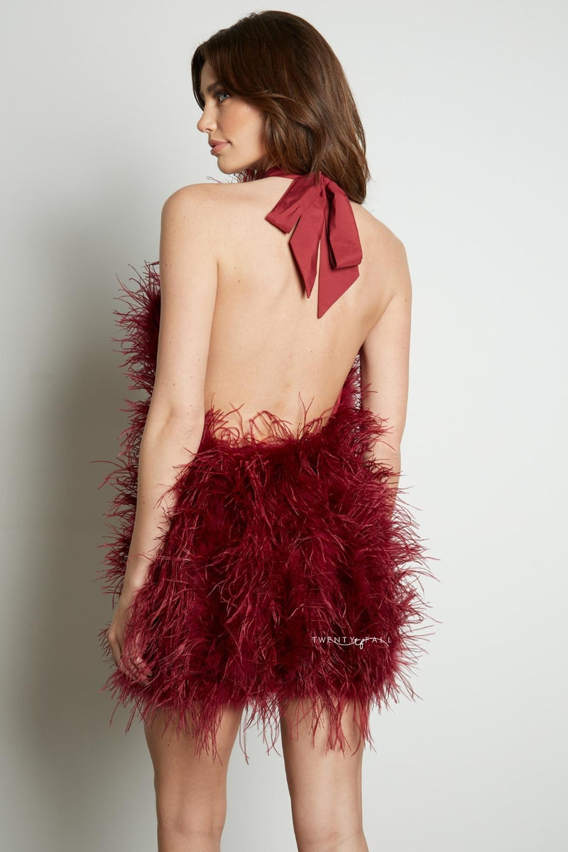 Halter Neck Feather Dress