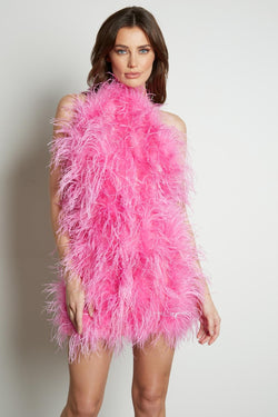 Halter Neck Feather Dress