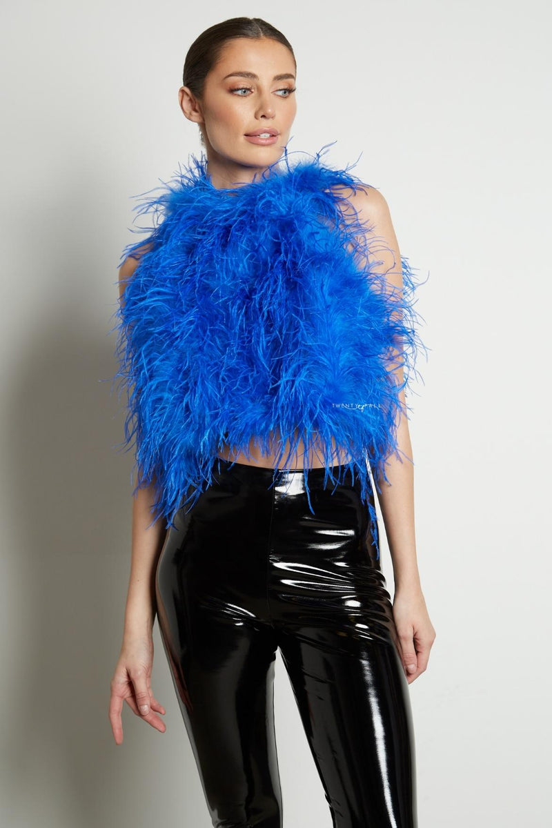 High Neck Feather Top