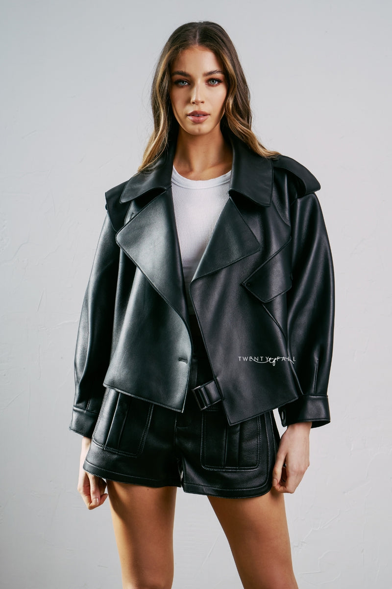 Kara Oversized Leather Jacket