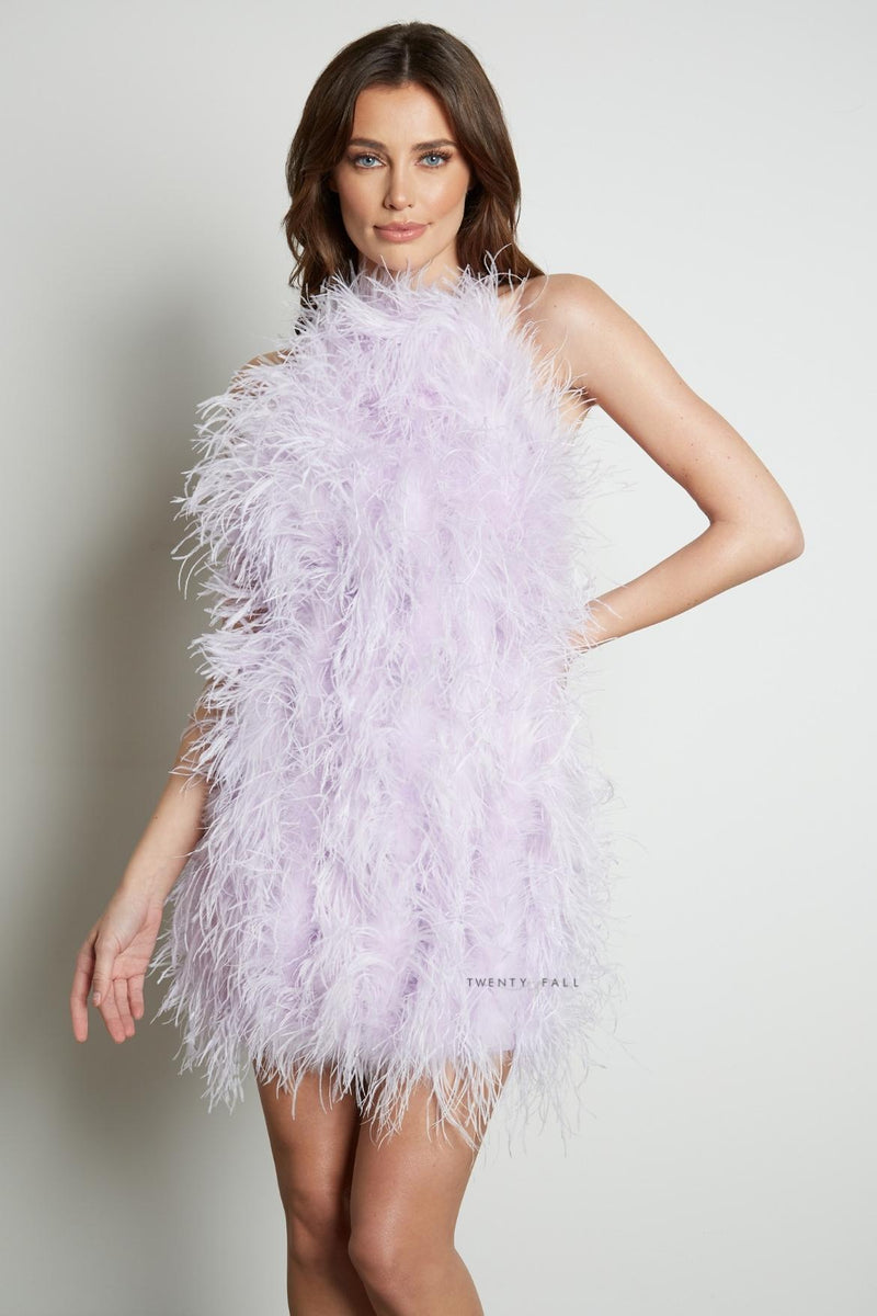 Halter Neck Feather Dress