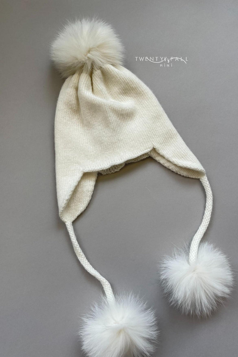 Fox Fur Triple Pom Pom Hat