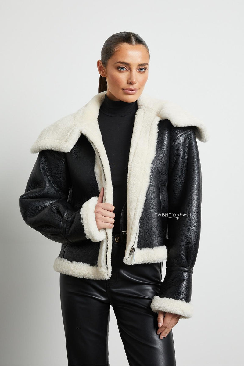 brody shearling sheepskin bomber jacket