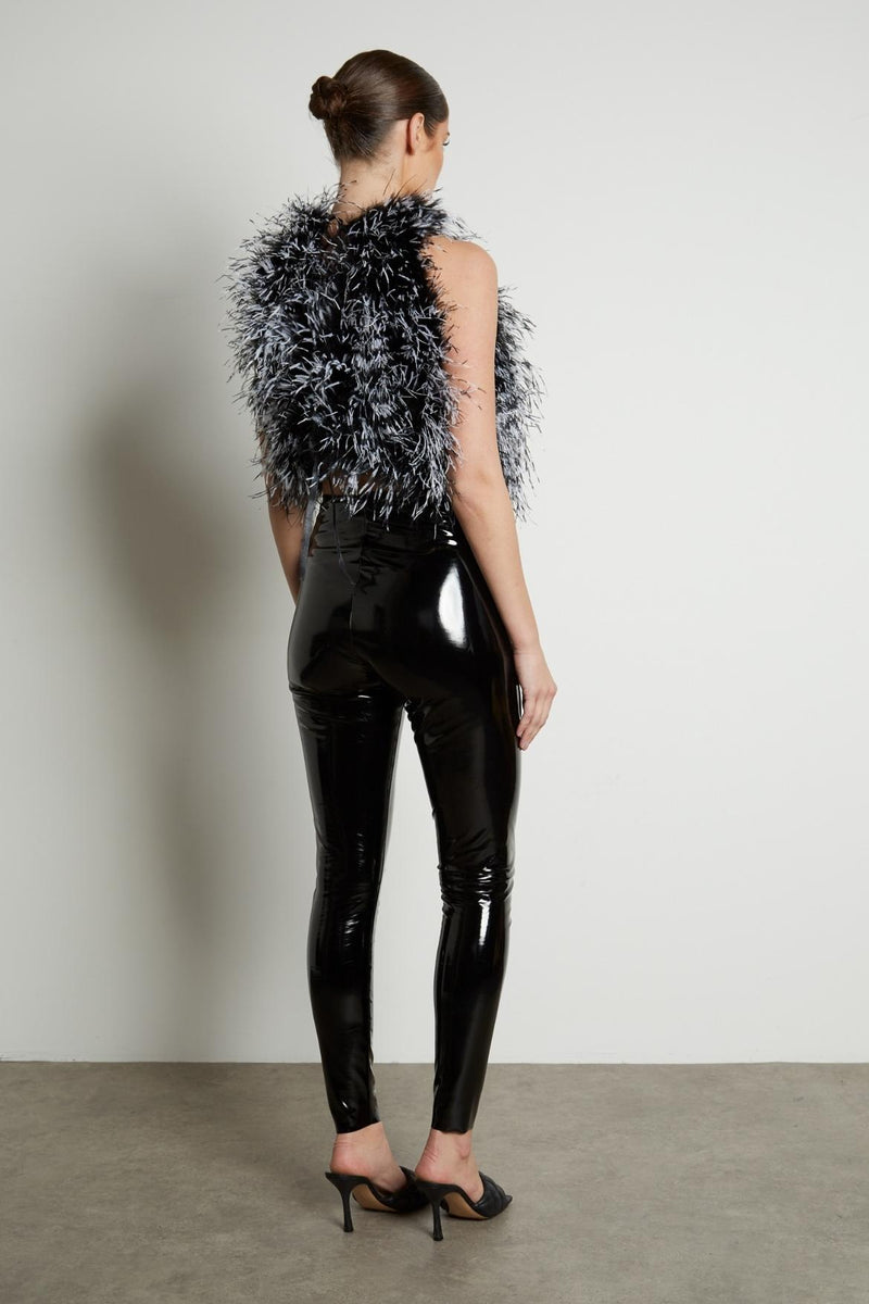 High Neck Feather Top
